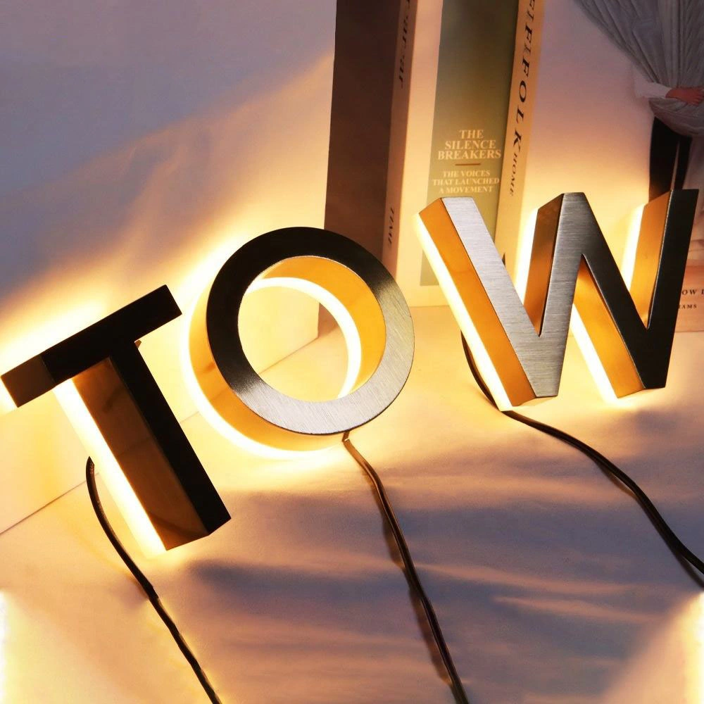Stainless Steel Spray Paint/Aluminum Frame/Iron LED Backlit Letters Outdoor Sign