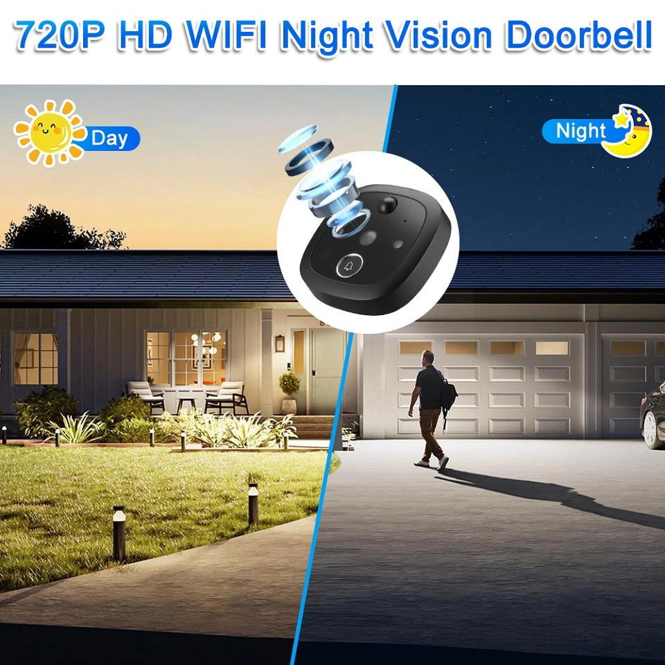 720p Night Vision Door Camera Tuya WiFi Digital Peephole Viewer Support Photo Taking and Video Recording