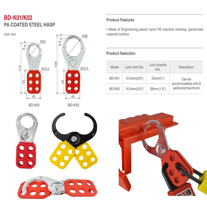 Best Quality Steel Lockout Safety Hasp 6 Holes Red Brady Loto