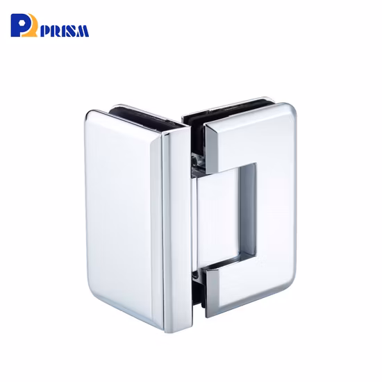 Heavy Duty Brass Chrome Plated Bathroom Glass Door Hinges 90° Wall Mounted